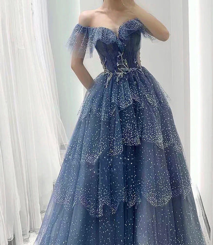 Elegant Evening Dress for Women 2025 Luxury Off the Shoulder Beads Tiered Ruffles Formal Prom Wedding Party Gowns Customized