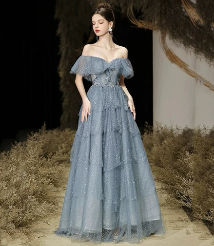 Elegant Evening Dress for Women 2025 Luxury Off the Shoulder Beads Tiered Ruffles Formal Prom Wedding Party Gowns Customized