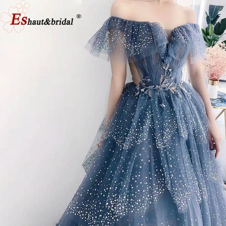 Elegant Evening Dress for Women 2025 Luxury Off the Shoulder Beads Tiered Ruffles Formal Prom Wedding Party Gowns Customized