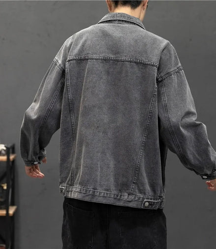 New Denim Jacket Men Vintage Jean Coats Streetwear Fashion Jean Jacket Men Turn Down Collar Denim Outerwear Cotton Bomber Jacket