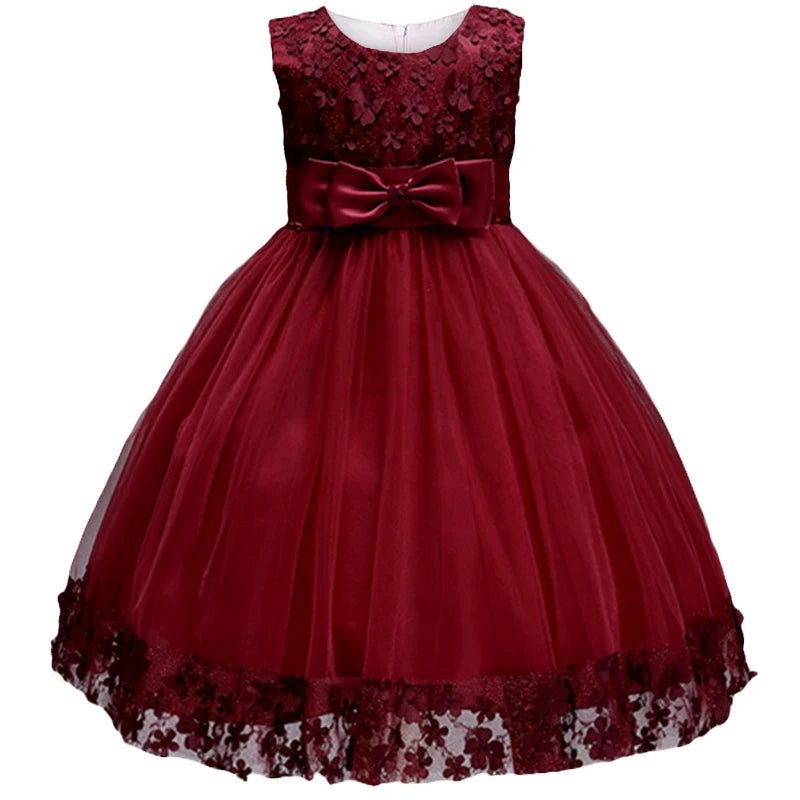 Lace Girls Wedding Party Dresses For Girl's Birthday Baby Kids Costume Evening Ball Dress Teenager Vestidos Clothes