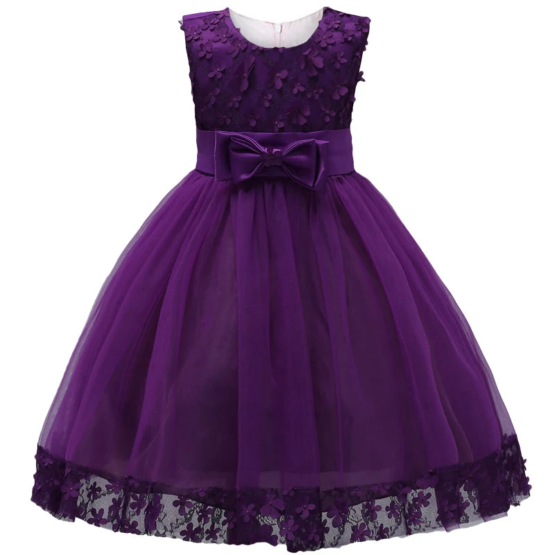 Lace Girls Wedding Party Dresses For Girl's Birthday Baby Kids Costume Evening Ball Dress Teenager Vestidos Clothes