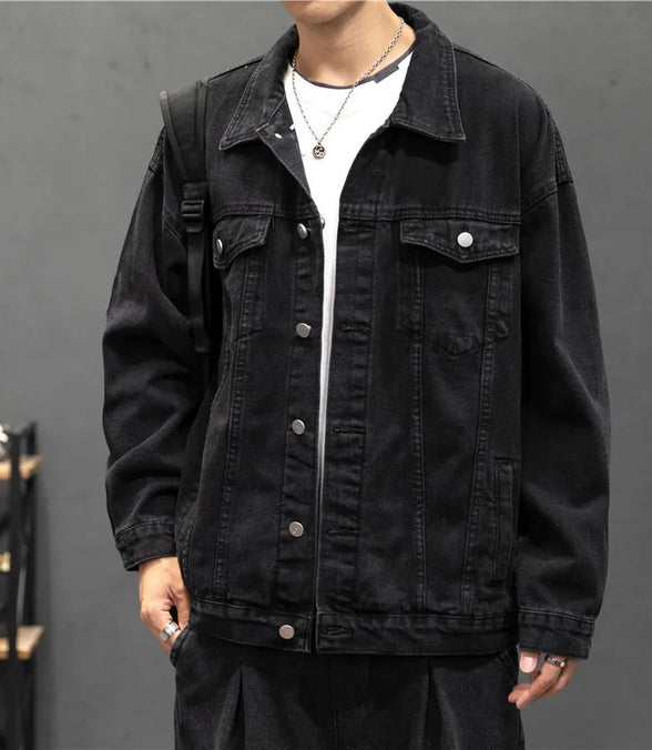 New Denim Jacket Men Vintage Jean Coats Streetwear Fashion Jean Jacket Men Turn Down Collar Denim Outerwear Cotton Bomber Jacket