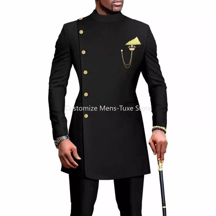Mens Suits Blazers African Clothes for Men Suit 2 Piece Jacket Pants Traditional Wedding Slim Fit Solid Color Festival Party
