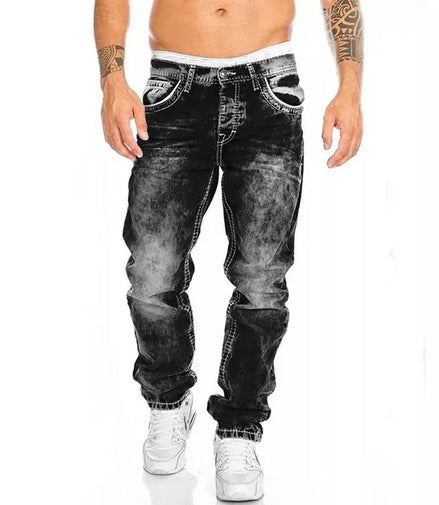 Mens Jeans Brands Straight Stretch Slim Jean Homme Pantalones Hombre Casual Pants Denim Trousers Baggy Jeans Black Blue