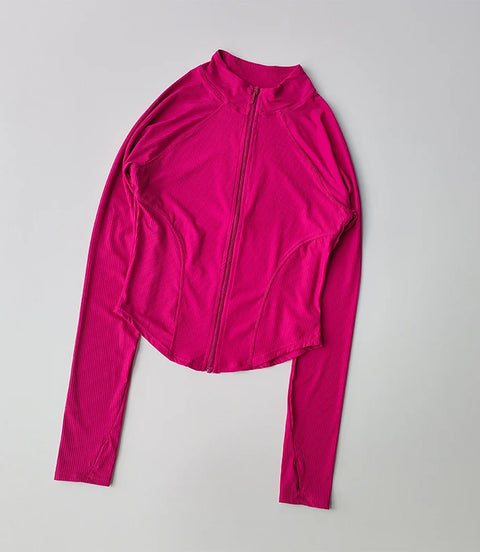 Slim Fit Sports Coat Shirts Jacket Quick Dry Elastic Yoga Fitness Women's Outdoor Tops Running Zipper Quick Dry Fall Clothing