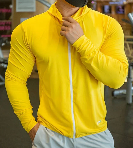 Integrated training Jacket Hoodies Long Sleeve T-shirts Running Training Clothes Quick Dry Breathable Sports T Shirt For Men