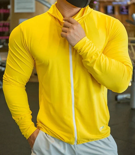 Integrated training Jacket Hoodies Long Sleeve T-shirts Running Training Clothes Quick Dry Breathable Sports T Shirt For Men