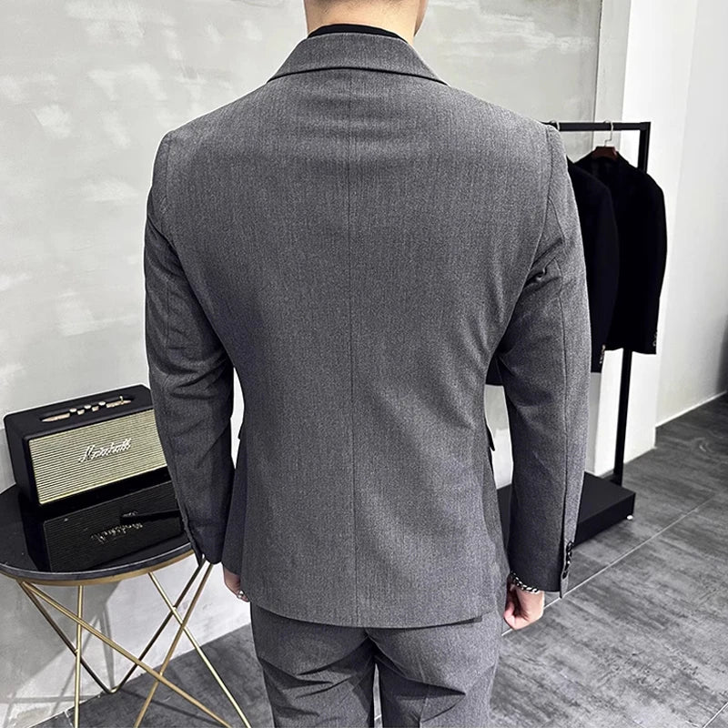 Jackets + Pants / Groom's Wedding Dress Best Fashion Mans Double -breasted Suit Blazer Trousers Male Formal Business Office Suit