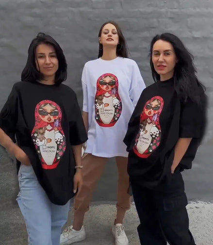 Funny Graphic Tees Oversized Summer O Neck Casual Streetwear T Shirt Women Black Short Sleeve Top Long Chic Basic Clothes
