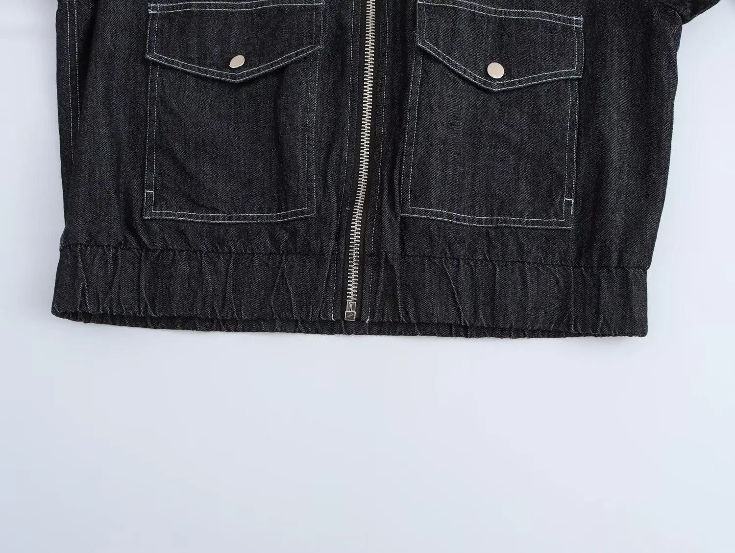 2025 new women's clothing European and American style French fashion versatile denim effect jacket long sleeve coat