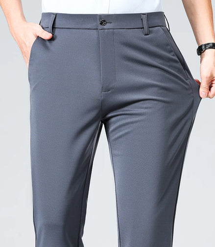 Summer Autumn Thin Trousers Men Formal Dress Suit Pants Work Pants Quality Business Casual Pants Black Wine Red Long Pants