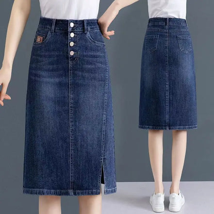 High Waist Jeans Skirts for Women with Slit Pocket Woman Denim Skirt Cheap Y2k Vintage New in Clothing Sales Stylish Summer 2024