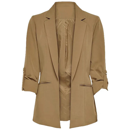 Women's Jacket Spring Summer New Arrivals Roll-up Cuffs Outerwears Lined Open Stitch Thin Jackets for Streetwear Womans Clothing