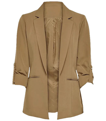 Women's Jacket Spring Summer New Arrivals Roll-up Cuffs Outerwears Lined Open Stitch Thin Jackets for Streetwear Womans Clothing