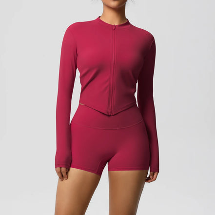 2 Pieces Yoga Set Fitness Jacket Workout Set Sportswear Women Gym Clothes Long Sleeve Crop Top High Waist Leggings Sports Suit