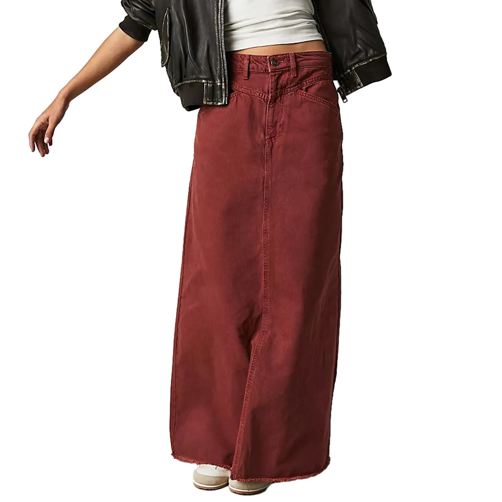 Long Skirts Denim Skirt Women Slim High Waist Straight Casual Jeans Streetwear Elegant Splice Blue Summer Button Pocket 2025