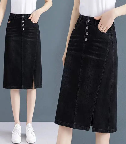 High Waist Jeans Skirts for Women with Slit Pocket Woman Denim Skirt Cheap Y2k Vintage New in Clothing Sales Stylish Summer 2024