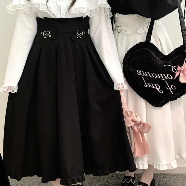 High Waist White Skirts for Women 2025 Faldas Mujer De Moda Japanese Jupe Tunic A-line Saia Ruffles Fashion Loose Cute Y2k Skirt