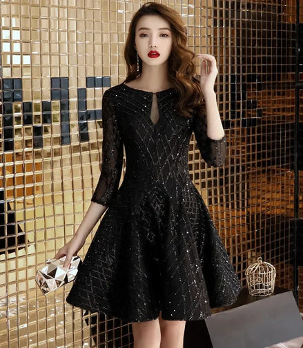 Evening Dress Women's 2024 New Black Dinner Party Cocktail Party Birthday Dresses Female Fashion Elegant Autumn Short Vestidos