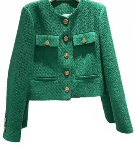 SMTHMA Korean Chic Female Tweed Basic Jacket Coat Women Clothing Runway Style Woolen Outerwear