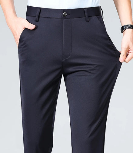 Summer Autumn Thin Trousers Men Formal Dress Suit Pants Work Pants Quality Business Casual Pants Black Wine Red Long Pants