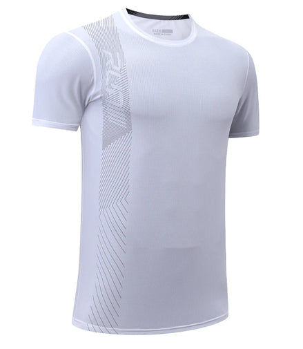 Gym Workout Tees Men Joggers Print Running Sportwear Bodybuilding Short Sleeves Mesh Quick Dry Breathable Training Shirts