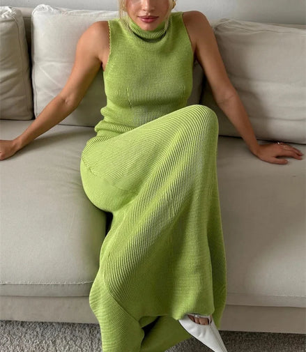 Tossy Elegant Knitwear 2 Piece-Set Long Dress Female Ribbed Sweater Pullover And Loose Patchwork Maxi Skirt Sets Ladies Outfits