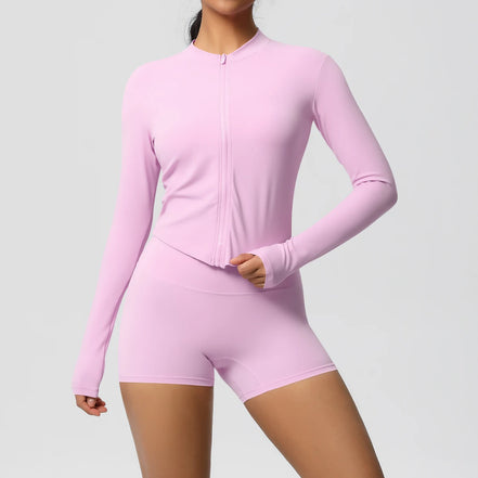 2 Pieces Yoga Set Fitness Jacket Workout Set Sportswear Women Gym Clothes Long Sleeve Crop Top High Waist Leggings Sports Suit