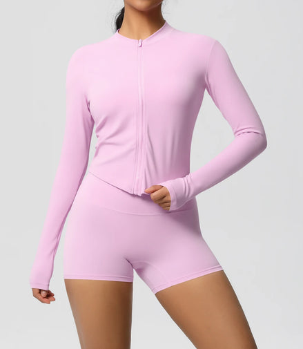 2 Pieces Yoga Set Fitness Jacket Workout Set Sportswear Women Gym Clothes Long Sleeve Crop Top High Waist Leggings Sports Suit