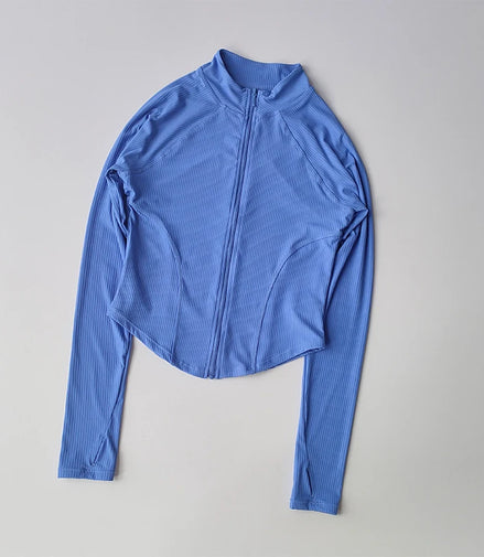Slim Fit Sports Coat Shirts Jacket Quick Dry Elastic Yoga Fitness Women's Outdoor Tops Running Zipper Quick Dry Fall Clothing