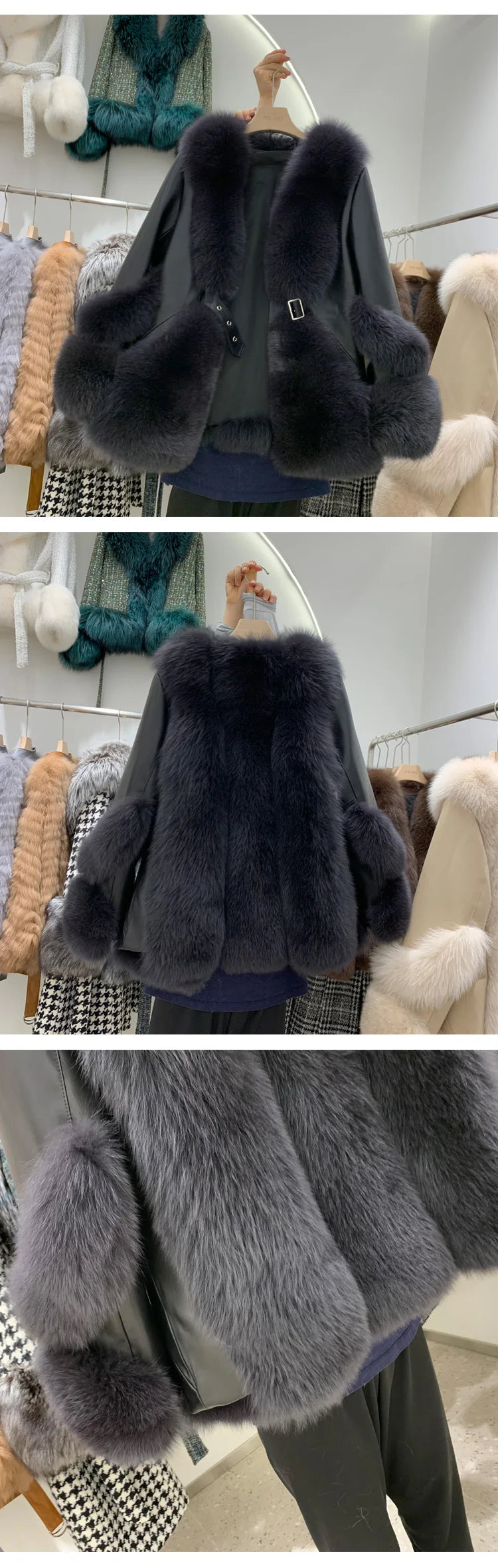 ZDFURS*Fox Fur Fur Coat Women's Mid-Length 2025  New Whole Leather Sheepskin Coat Fashionable Winter Slimming