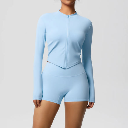 2 Pieces Yoga Set Fitness Jacket Workout Set Sportswear Women Gym Clothes Long Sleeve Crop Top High Waist Leggings Sports Suit