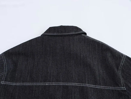 2025 new women's clothing European and American style French fashion versatile denim effect jacket long sleeve coat