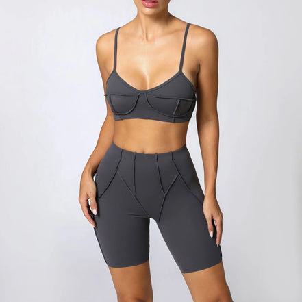 Yoga Sports Fitness Sets High Waist Hip-lifting Trousers Open Back Bra Suit Casual Running Workout Gym Leggings Sexy Sets Women