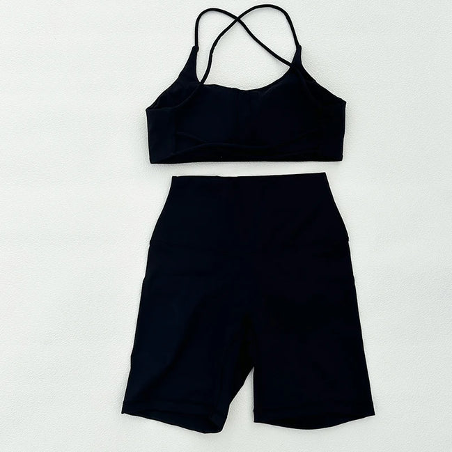 Yoga Set Sport Shorts And Tops Fitness Sports Suits Gym Clothing Yoga Bra Seamless Leggings Running Women Tops Pant
