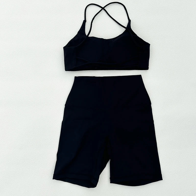 Yoga Set Sport Shorts And Tops Fitness Sports Suits Gym Clothing Yoga Bra Seamless Leggings Running Women Tops Pant