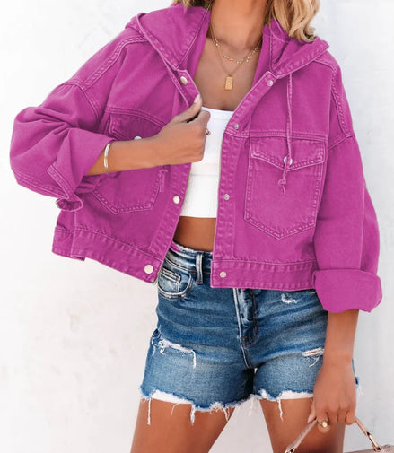 Fashion New Jackets for Women 2022 Hooded Denim Jacket Women Vintage Jean Coats Casual Long Sleeve Top Clothes Women Streetwear