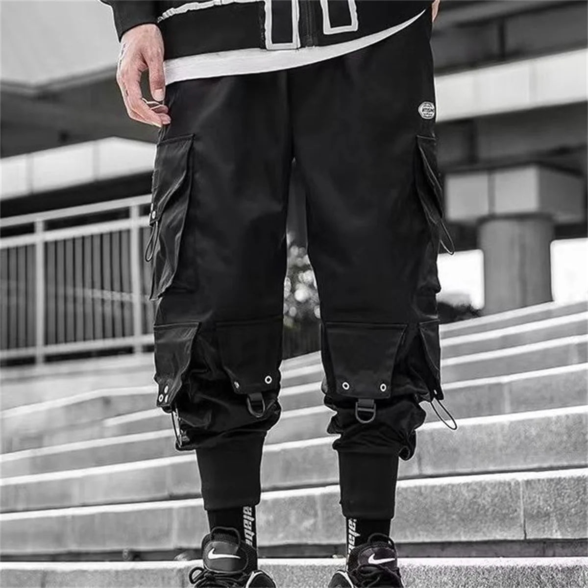 Men Joggers Cargo Pants Multi-pocket Elastic Waist Harem Pants Men Casual Hip Hop Streetwear Sweatpants Pencil Pants Techwear