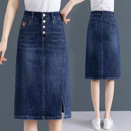 High Waist Jeans Skirts for Women with Slit Pocket Woman Denim Skirt Cheap Y2k Vintage New in Clothing Sales Stylish Summer 2024