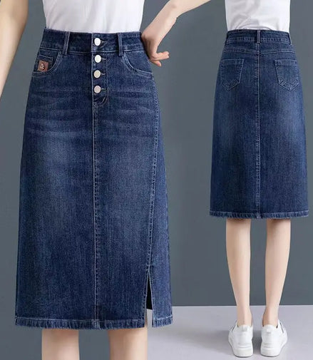 High Waist Jeans Skirts for Women with Slit Pocket Woman Denim Skirt Cheap Y2k Vintage New in Clothing Sales Stylish Summer 2024