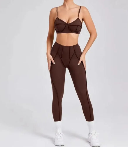 Yoga Sports Fitness Sets High Waist Hip-lifting Trousers Open Back Bra Suit Casual Running Workout Gym Leggings Sexy Sets Women