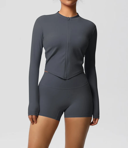 2 Pieces Yoga Set Fitness Jacket Workout Set Sportswear Women Gym Clothes Long Sleeve Crop Top High Waist Leggings Sports Suit