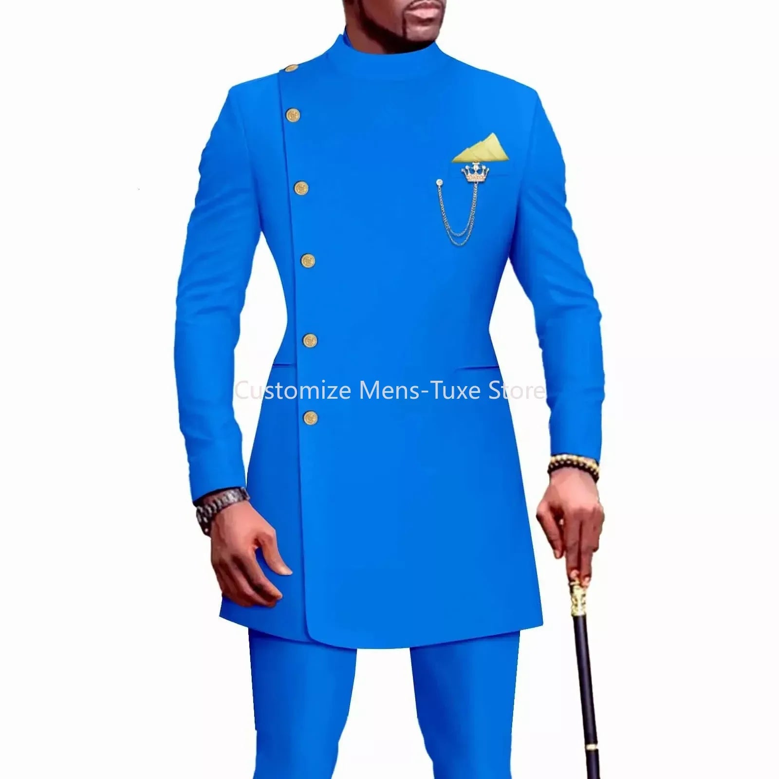 Mens Suits Blazers African Clothes for Men Suit 2 Piece Jacket Pants Traditional Wedding Slim Fit Solid Color Festival Party