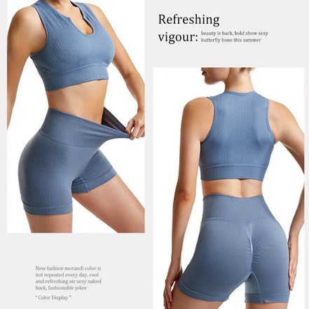 Gym Set Workout Clothes for Women Seamless Leggings Sports Bra Yoga Set Female Clothing High Waist Shorts Women Tracksuit