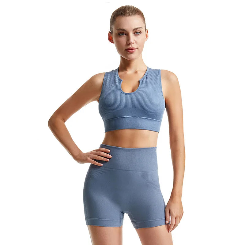 Gym Set Workout Clothes for Women Seamless Leggings Sports Bra Yoga Set Female Clothing High Waist Shorts Women Tracksuit