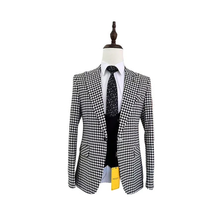 (Blazers + Pants + Vest) New Men Business Social Slim Fit Checkered Suit Male Wedding Ball Party Striped Tuxedo Dress 3Piece Set