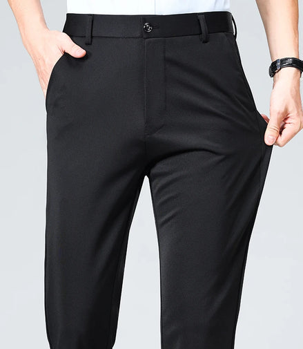 Summer Autumn Thin Trousers Men Formal Dress Suit Pants Work Pants Quality Business Casual Pants Black Wine Red Long Pants