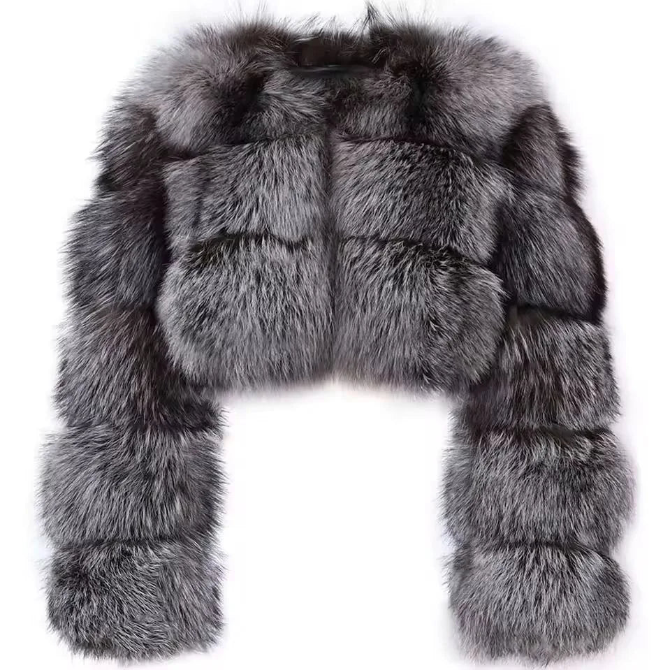 Women Faux Fox Fur Coat Solid Short Jacket V Neck Solid Long Sleeve Thick Warm Fur Office Lady Elegant Casual 2025 Autumn Winter