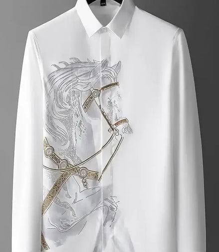 Shirts for Men Long Sleeve Printed Funny with Print Man Shirt Button Up Sleeves Fashion 2024 Elegant Hipster High Quality Luxury